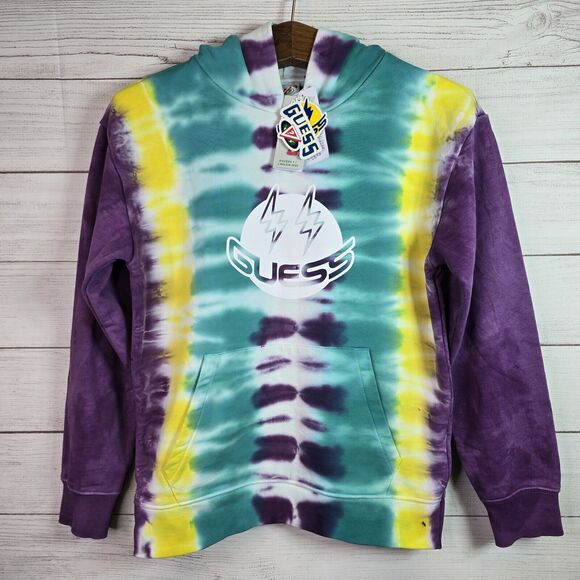 GUESS Tops - NWT J Balvin X Guess Limited Collaboration Size 12 S/M Tie Dye Logo Hoodie 2020